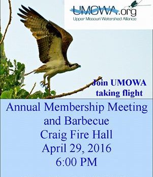 Upper Missouri Watershed Alliance Annual Meeting April 29th 6pm